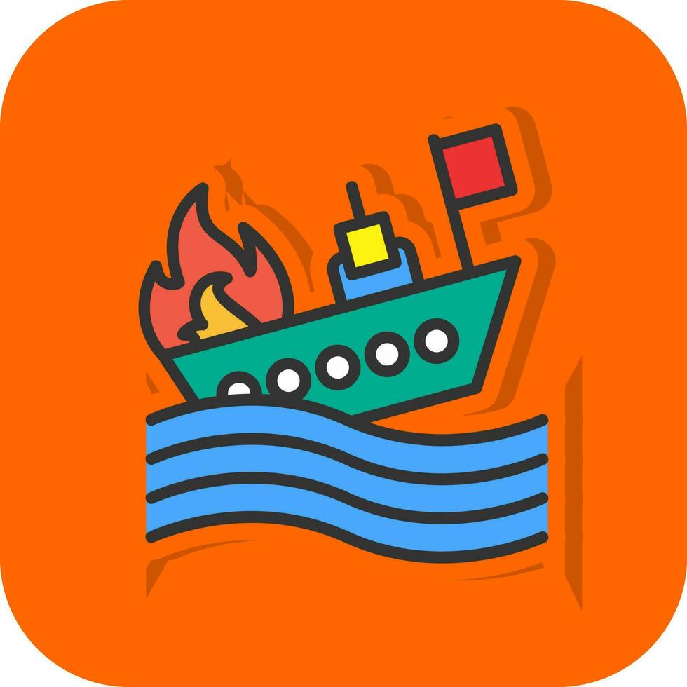 Burning Ship Vector Icon Design