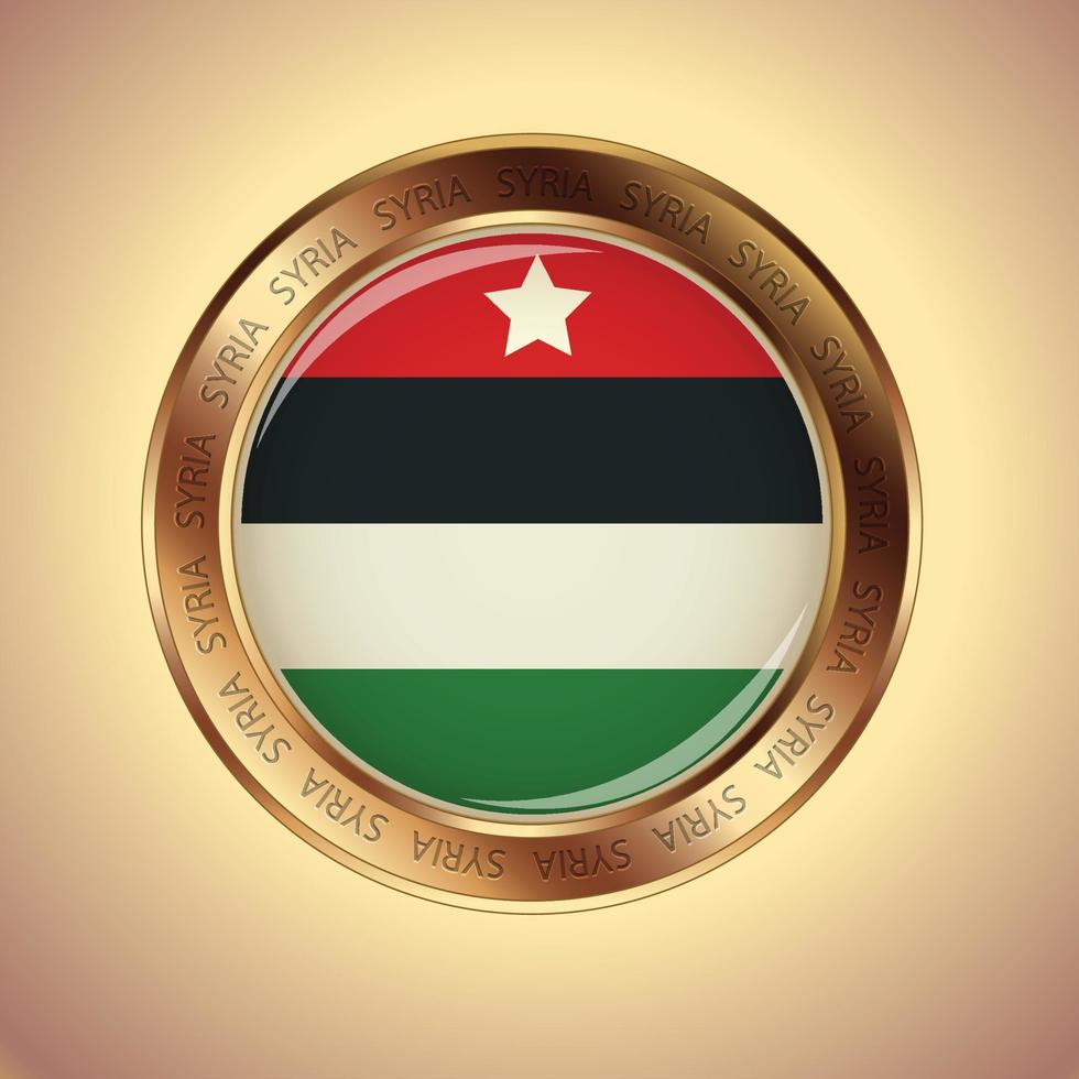 A round gold medal with Syria flag on it vector