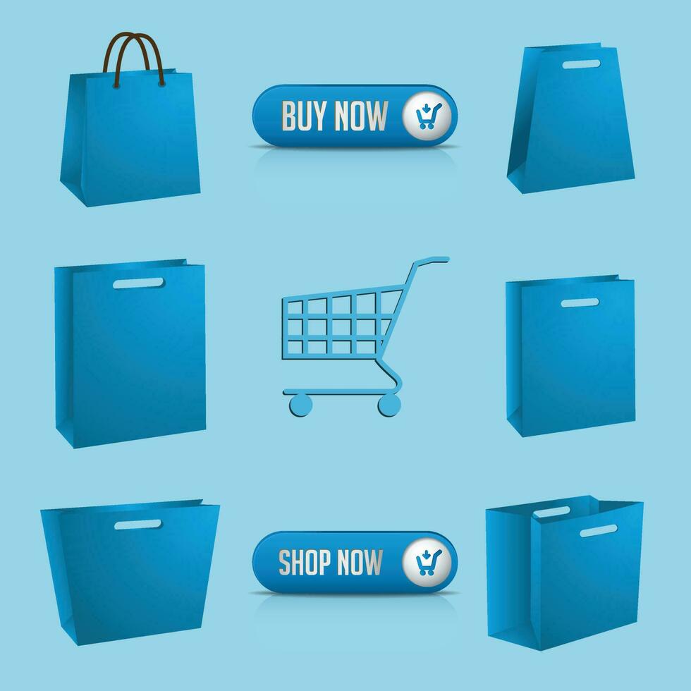 Vector shopping icons bags and trolly