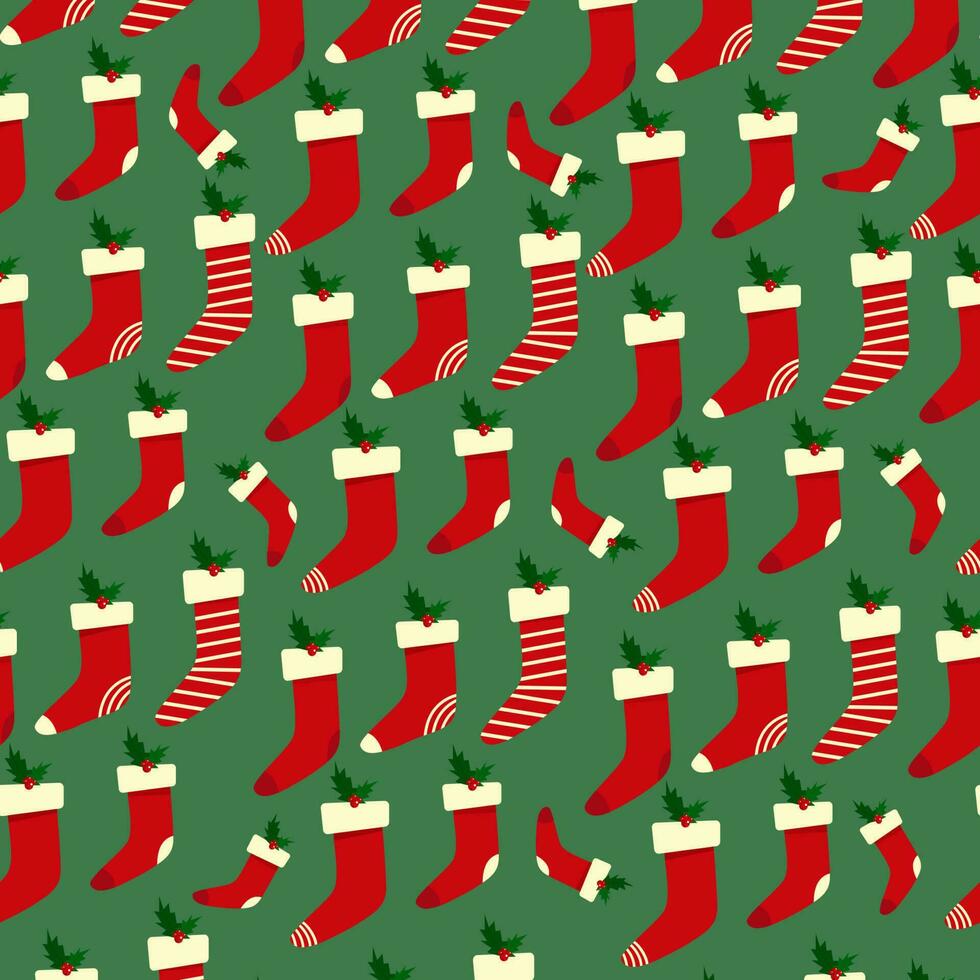Christmas socks. Seamless pattern vector. Flat illustration vector
