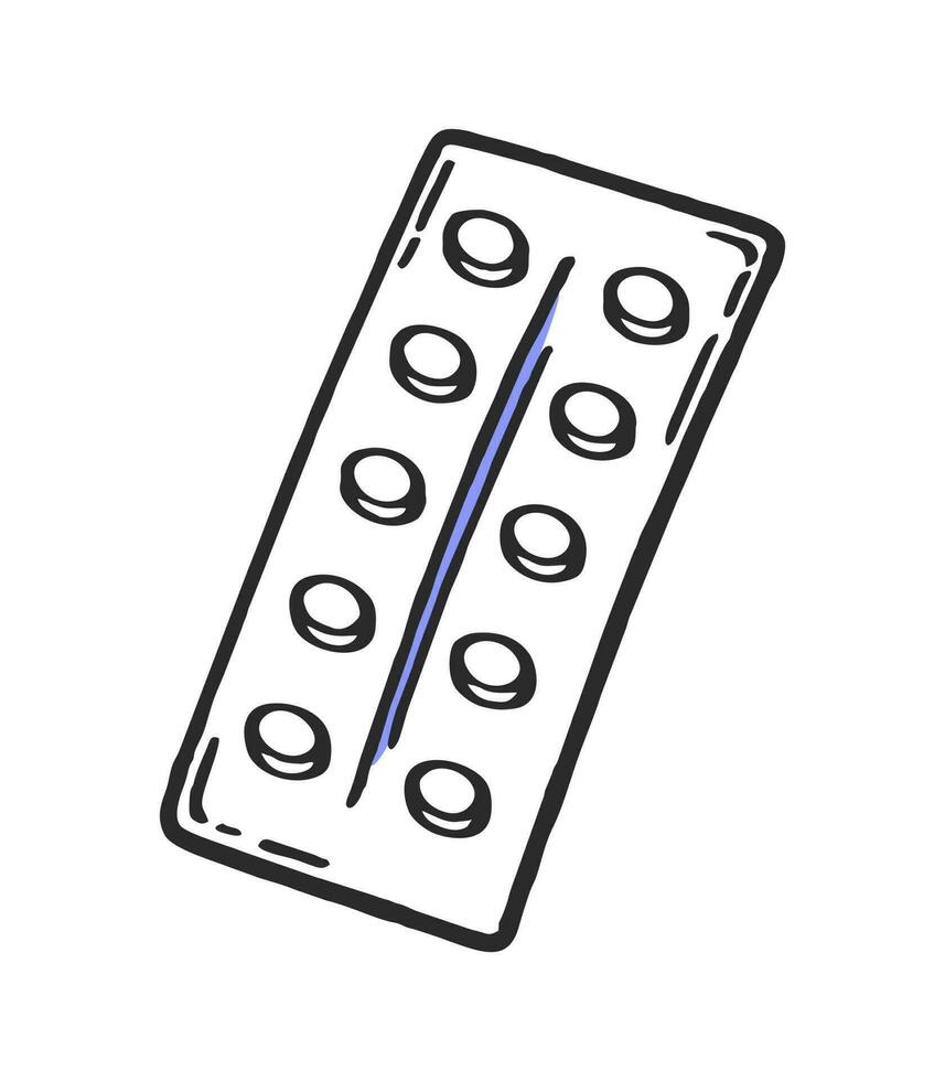 ampolla tabletas médico farmacéutico hospital dispositivo vector ilustración de médico equipo, dibujado a mano