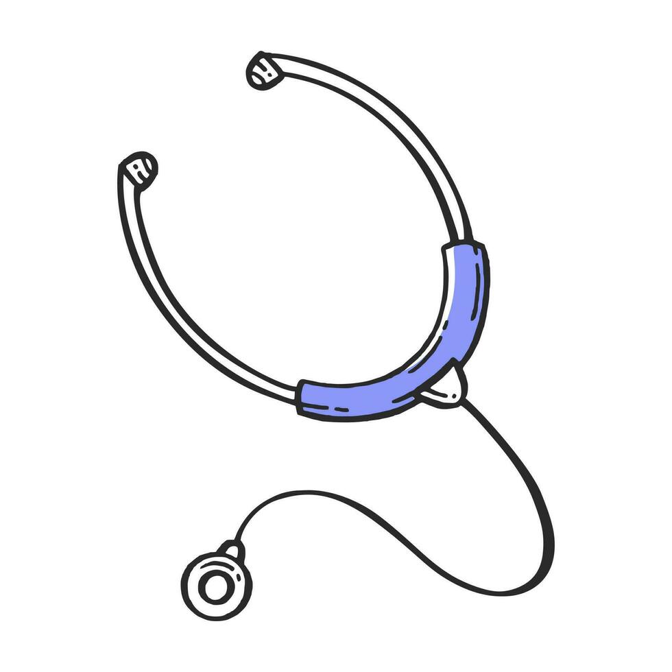 A stethoscope, a medical pharmaceutical hospital device. Medical devices vector hand drawn illustration
