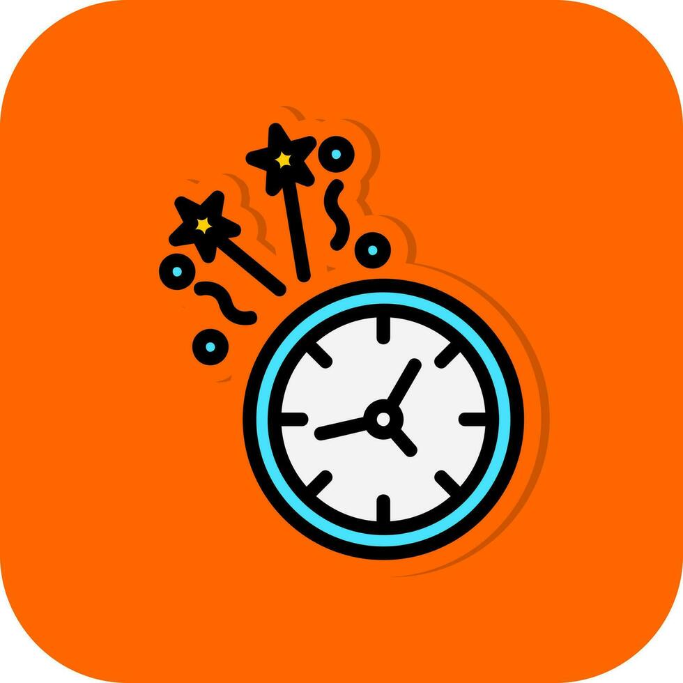 New Year Clock Vector Icon Design