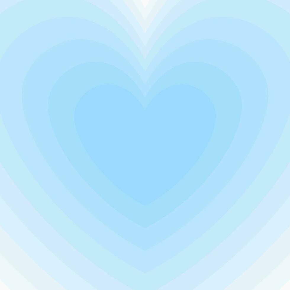 Tunnel of concentric hearts. Romantic cute background. Blue aesthetic hearts backdrop. Vector illustration