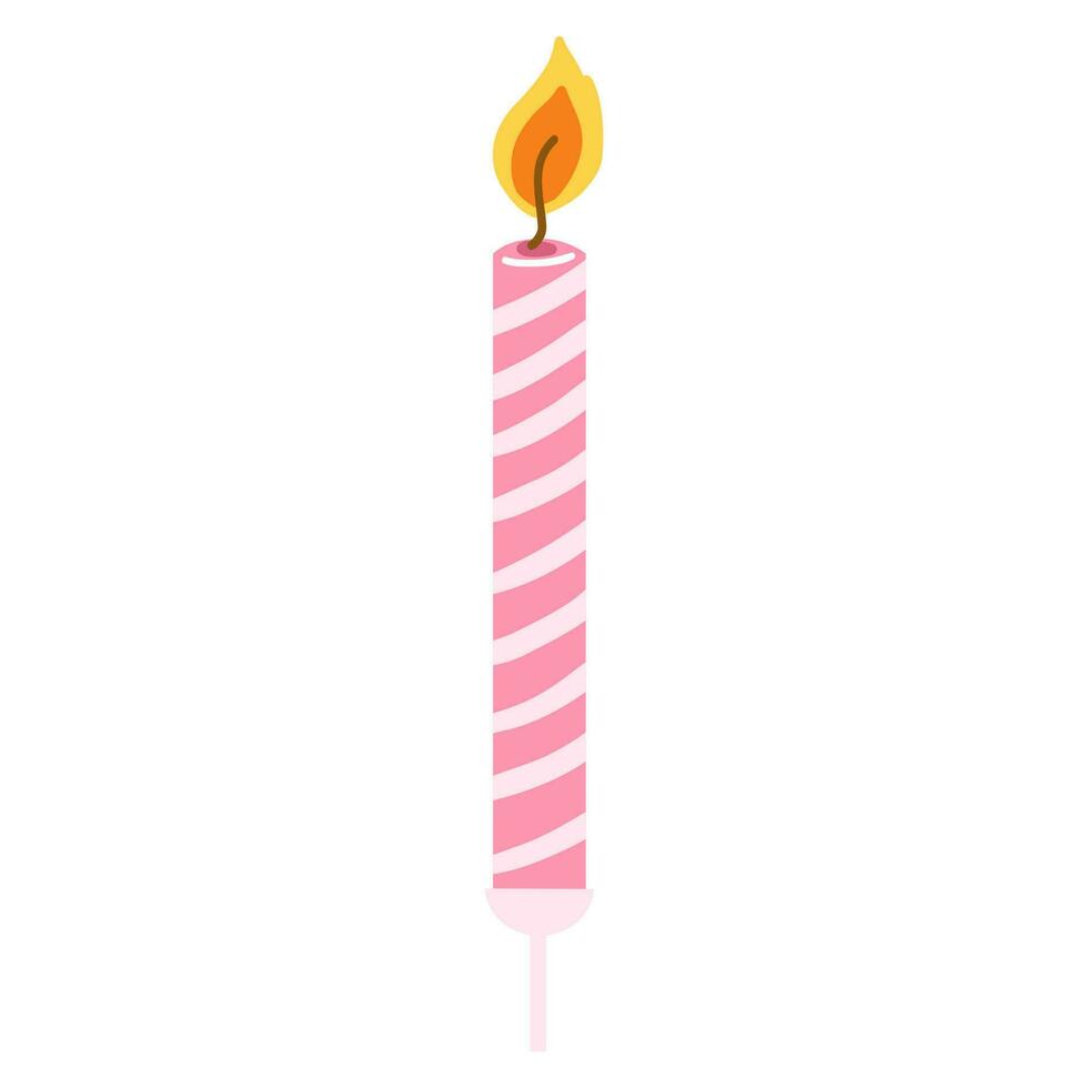 vela de pastel de cumpleaños dibujada a mano con llama ardiente. elemento  de diseño vectorial en estilo plano de dibujos animados 20669280 Vector en  Vecteezy