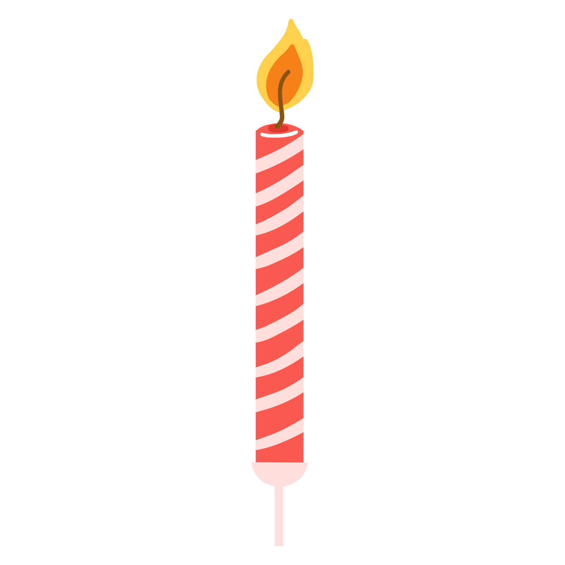 Premium Vector  Birthday cake candles with fire flame and colored spiral  strips. small wax sticks with burning wick isolated on white background.  vector cartoon set of candles for holiday party