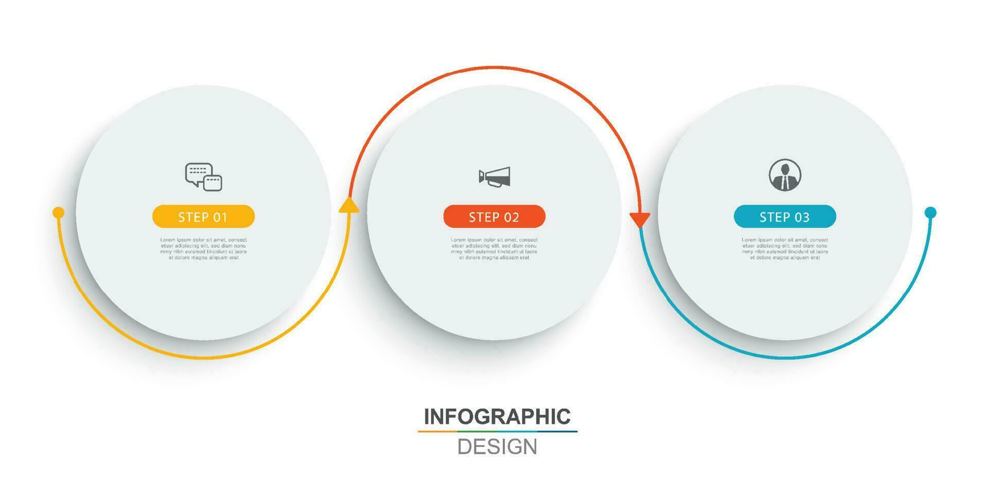 Infographics circle timeline with 3 number data template. Vector illustration abstract background.