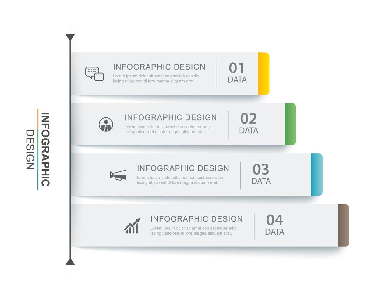 4 data infographics tab paper index template. Vector illustration abstract background.