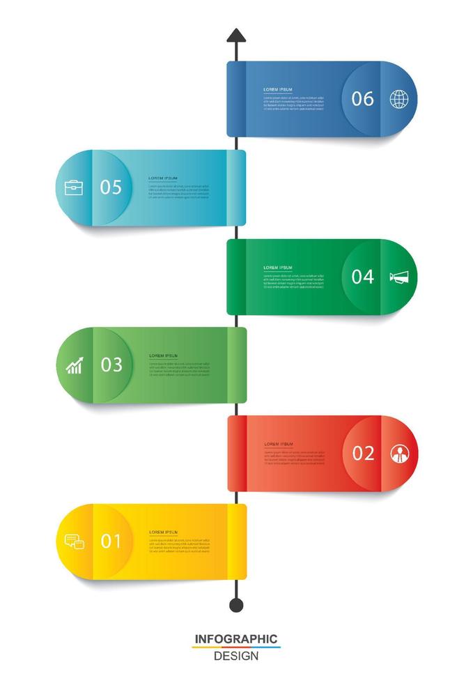 Infographics tab timeline to success business with 6 number data template. Vector illustration abstract background.