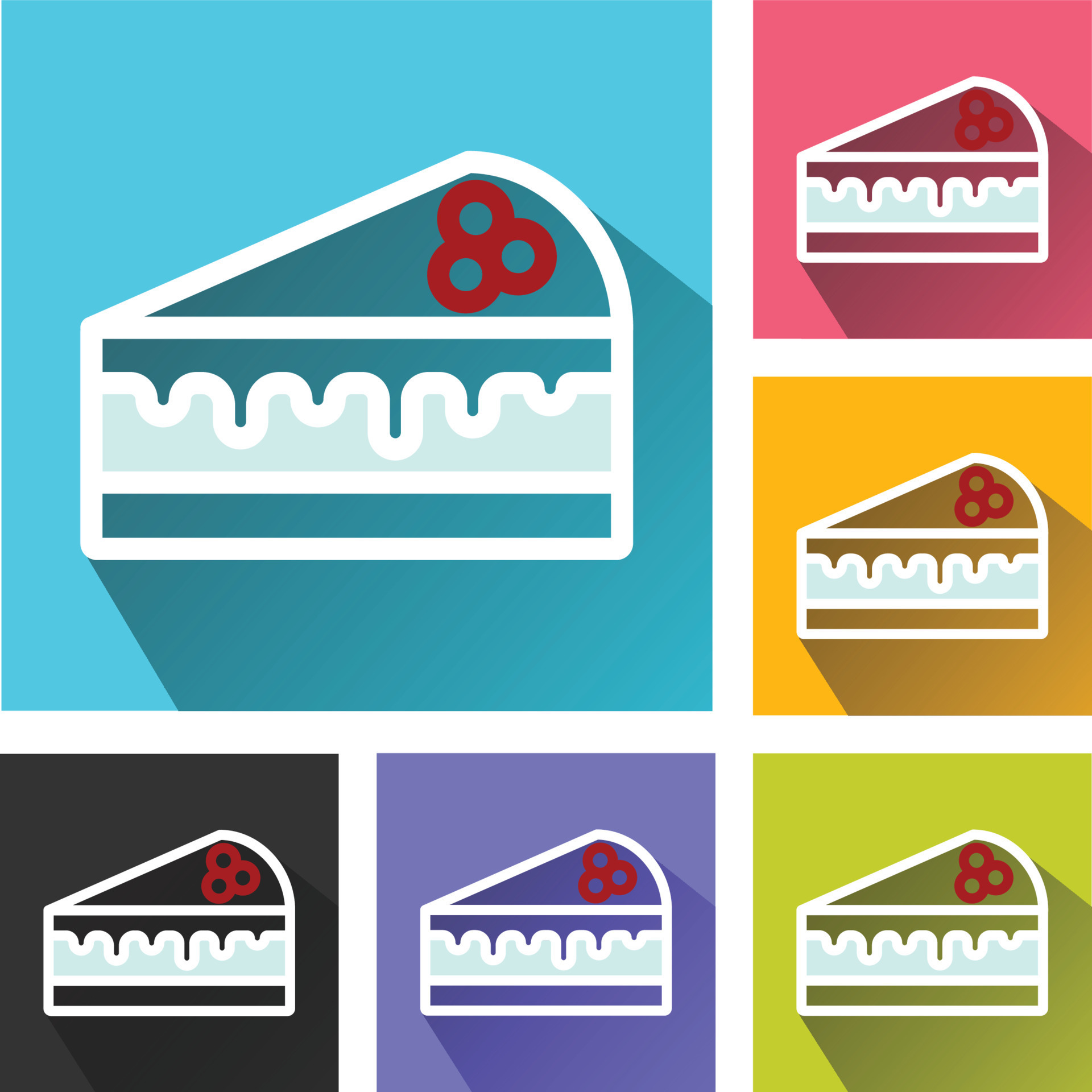 Cake slice icon, sweet chocolate cake dessert, bakery items icon, cake