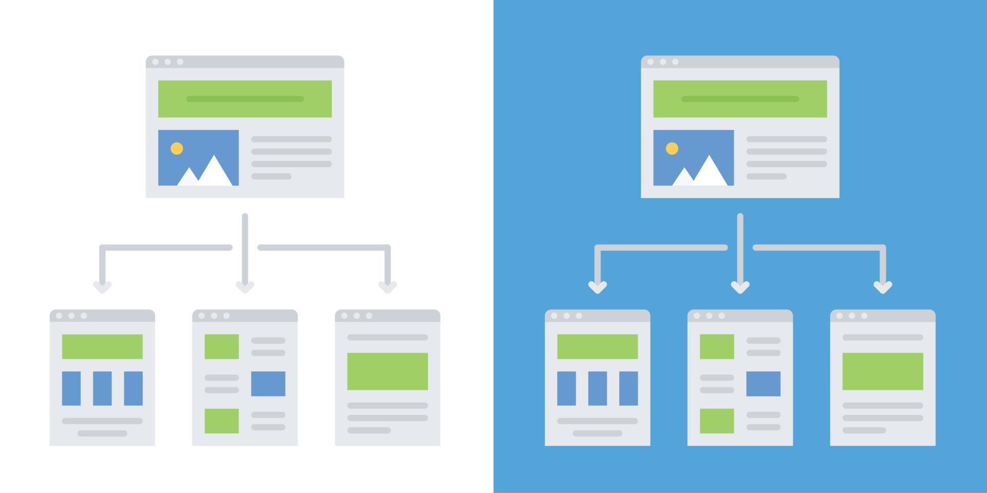 Flat vector design of web design structure and layout Wireframe Flat vector design of web design structure and layout Wireframe
