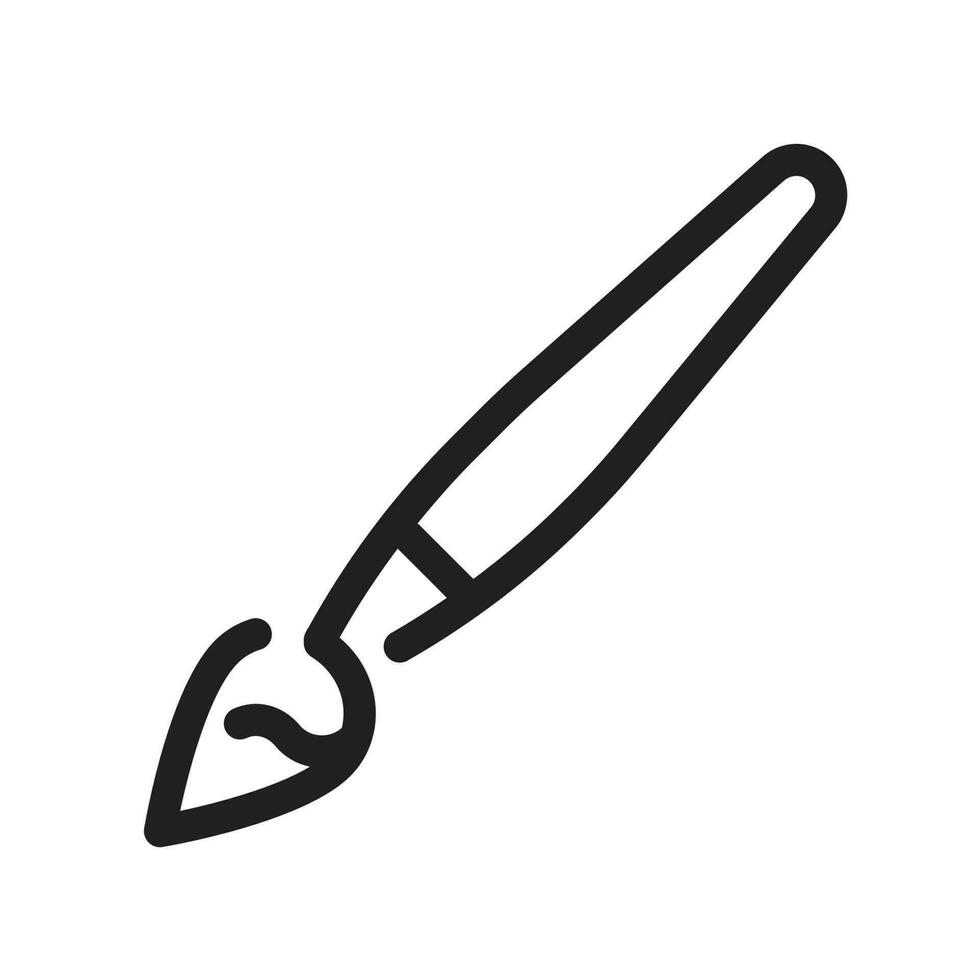 Paint brush icon in black flat design on white background, Brush icon. pencil illustration. ink brush icon with stoke. brush pen tool icon vector