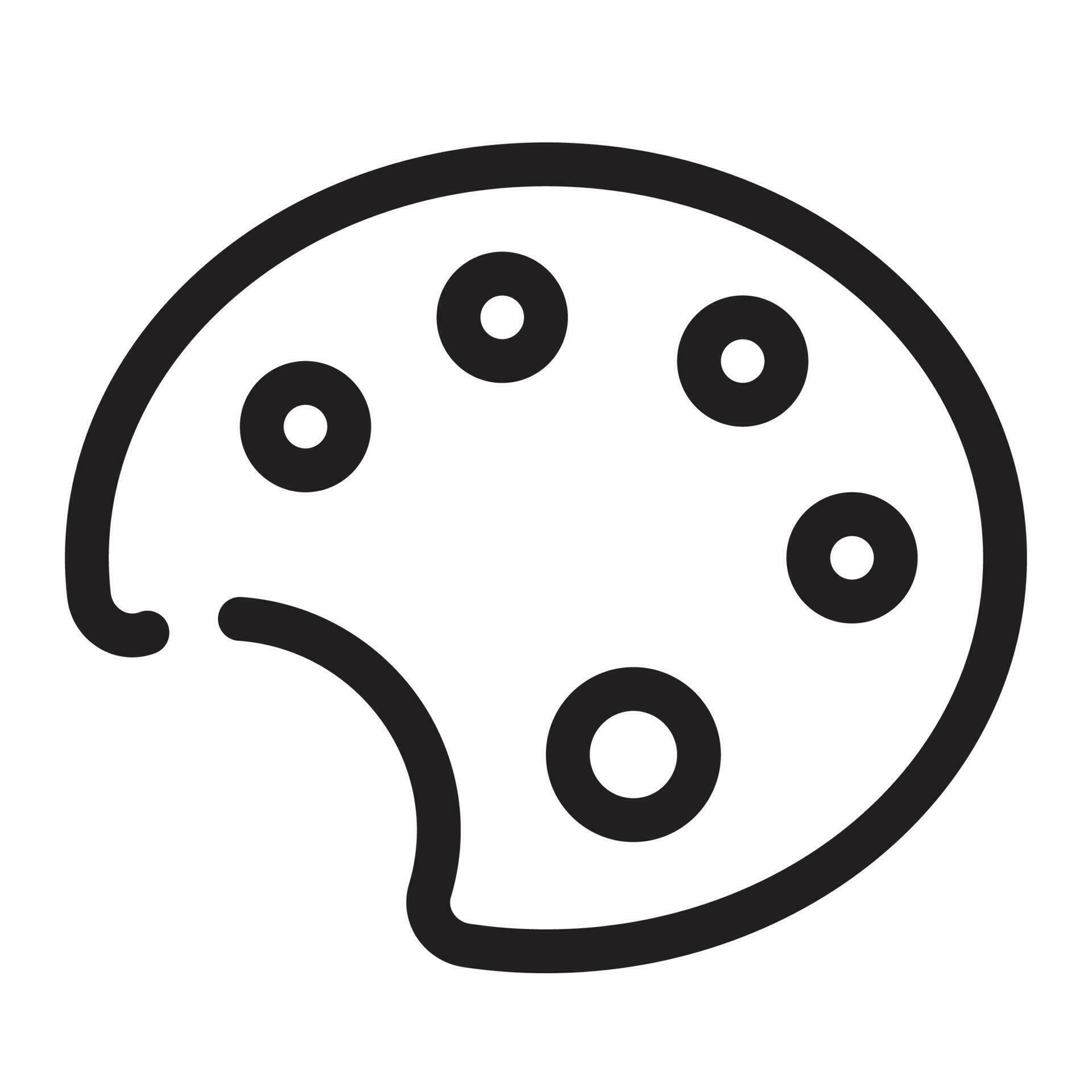 Painting palette icon in black flat design on white background, colors