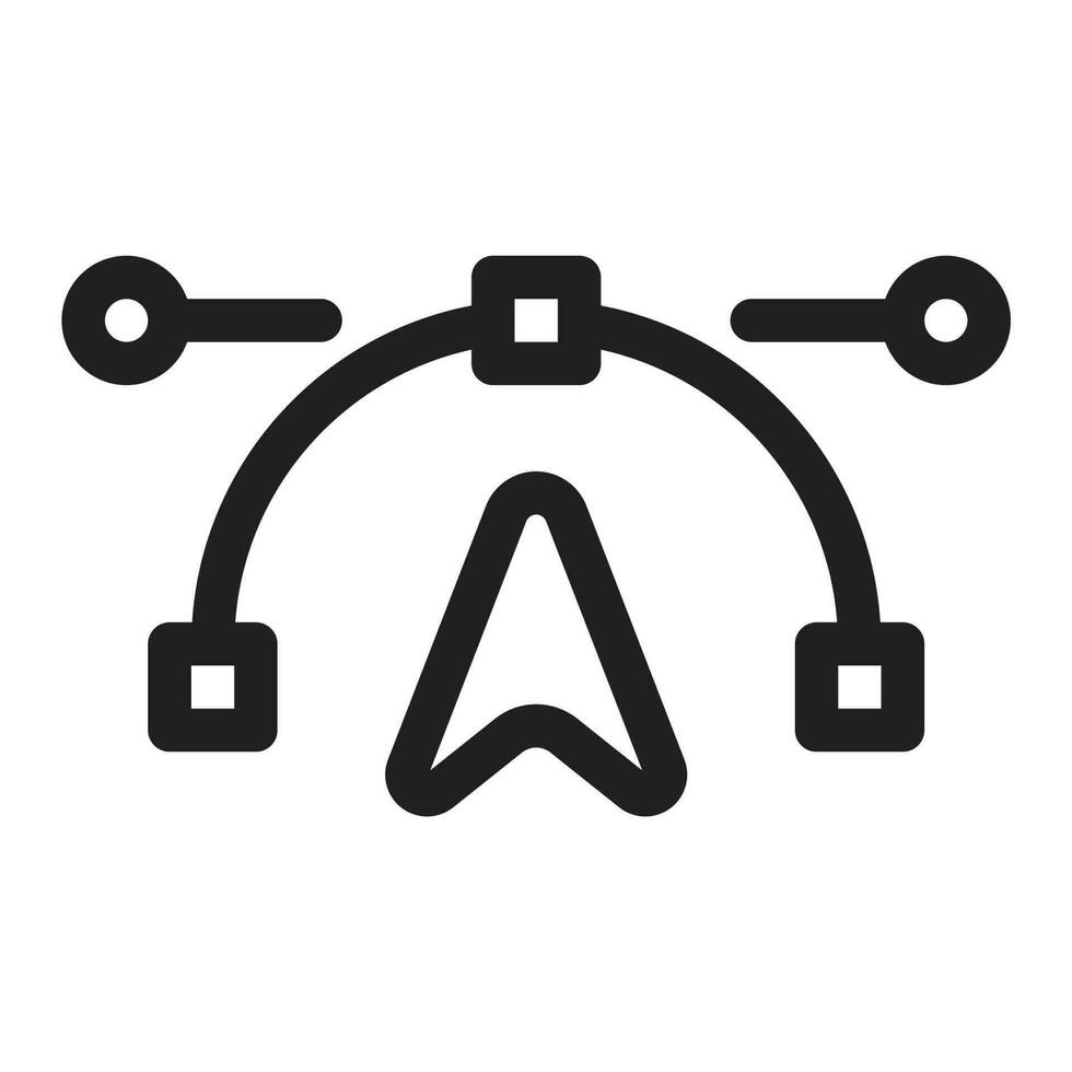 Vector pen tool icon in black flat design on white background, pen tool icon. Vector flat graphic illustration. The isolated object on a white background, arrow with line icon