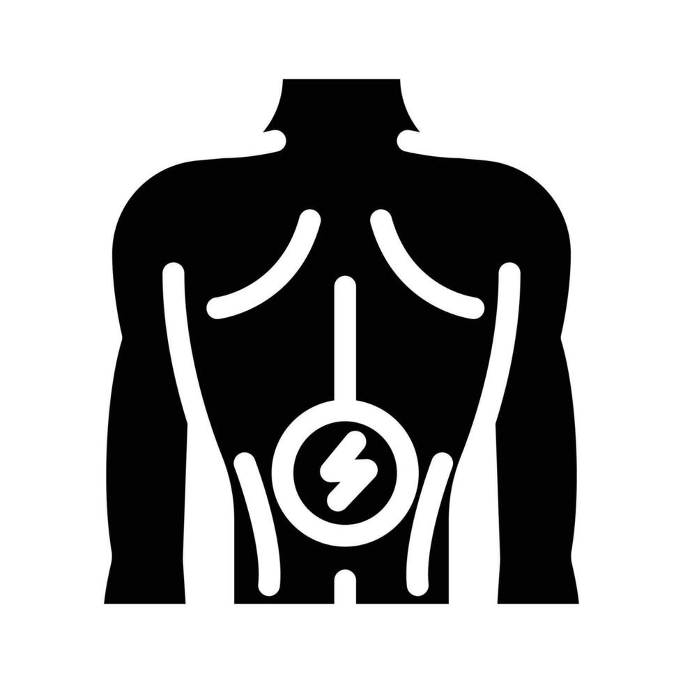 inferior espalda dolor cuerpo dolor glifo icono vector ilustración