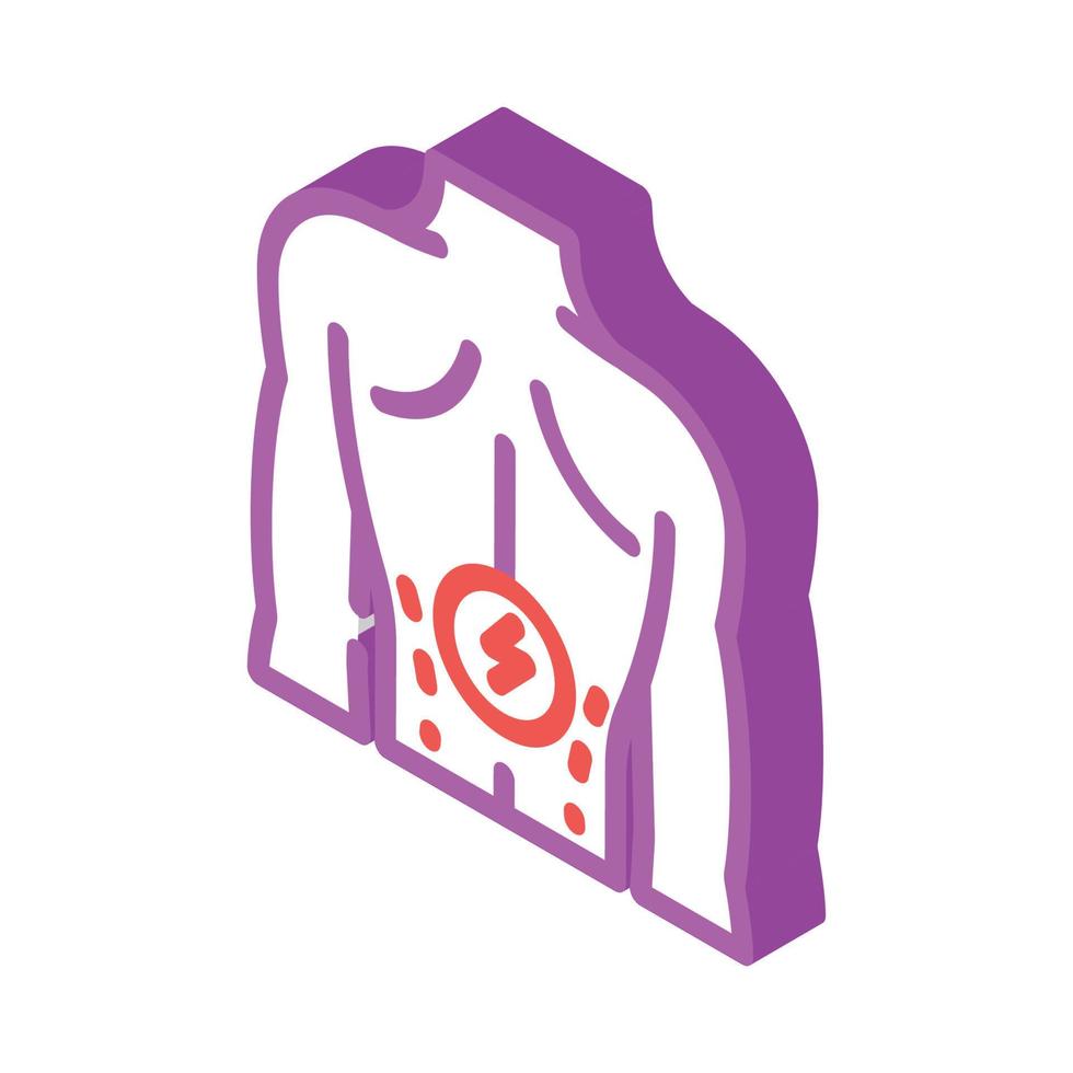 inferior espalda dolor cuerpo dolor isométrica icono vector ilustración