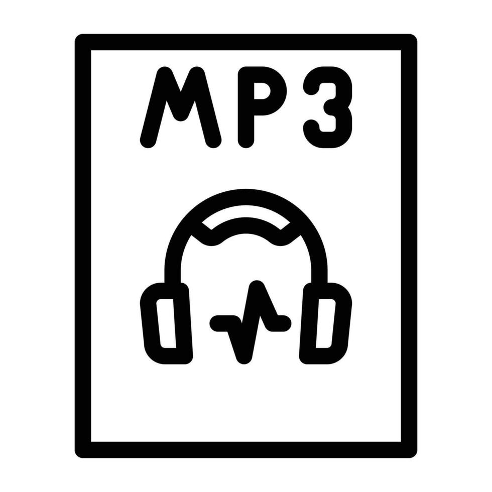 mp3 archivo formato documento línea icono vector ilustración