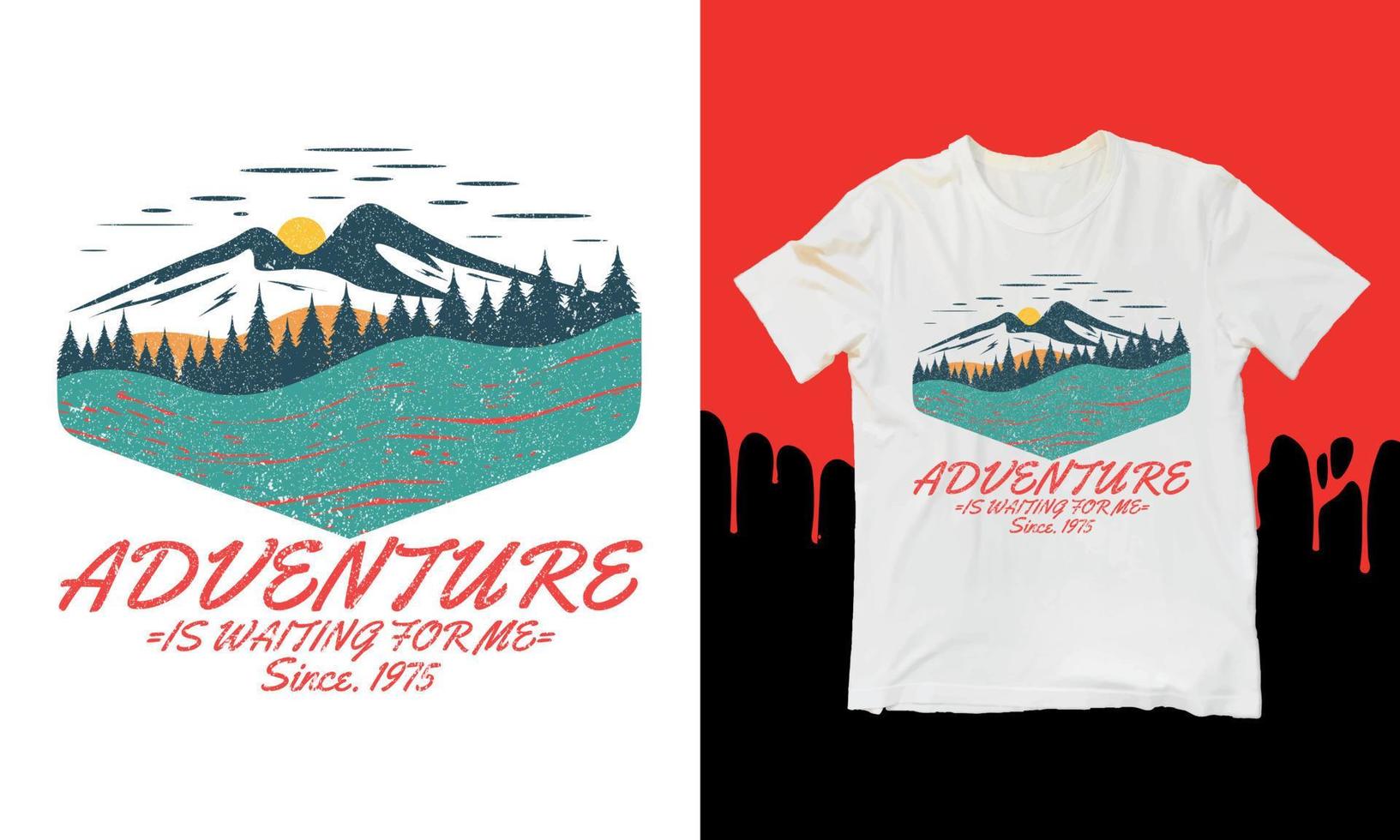 Adventure at the mountain graphic artwork for t shirt and others. Mountain with tree retro vintage print design. vector