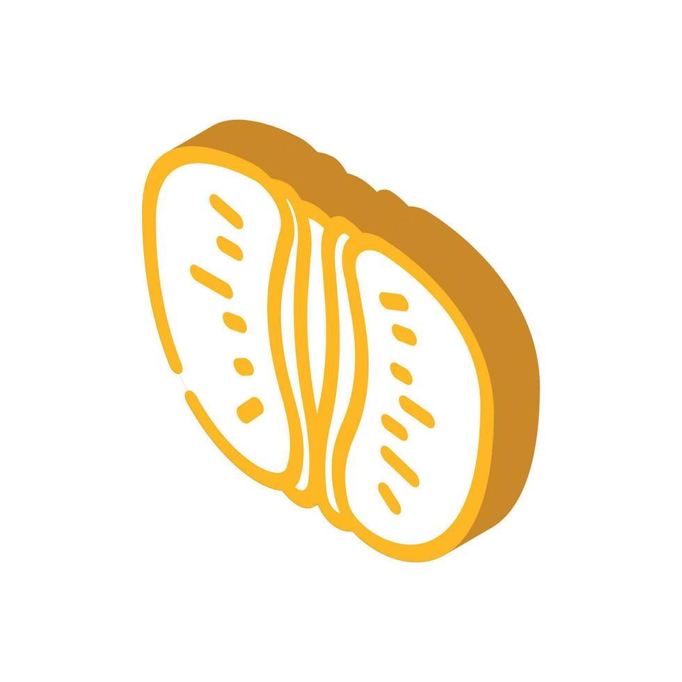 peeled tangerine slice isometric icon vector illustration