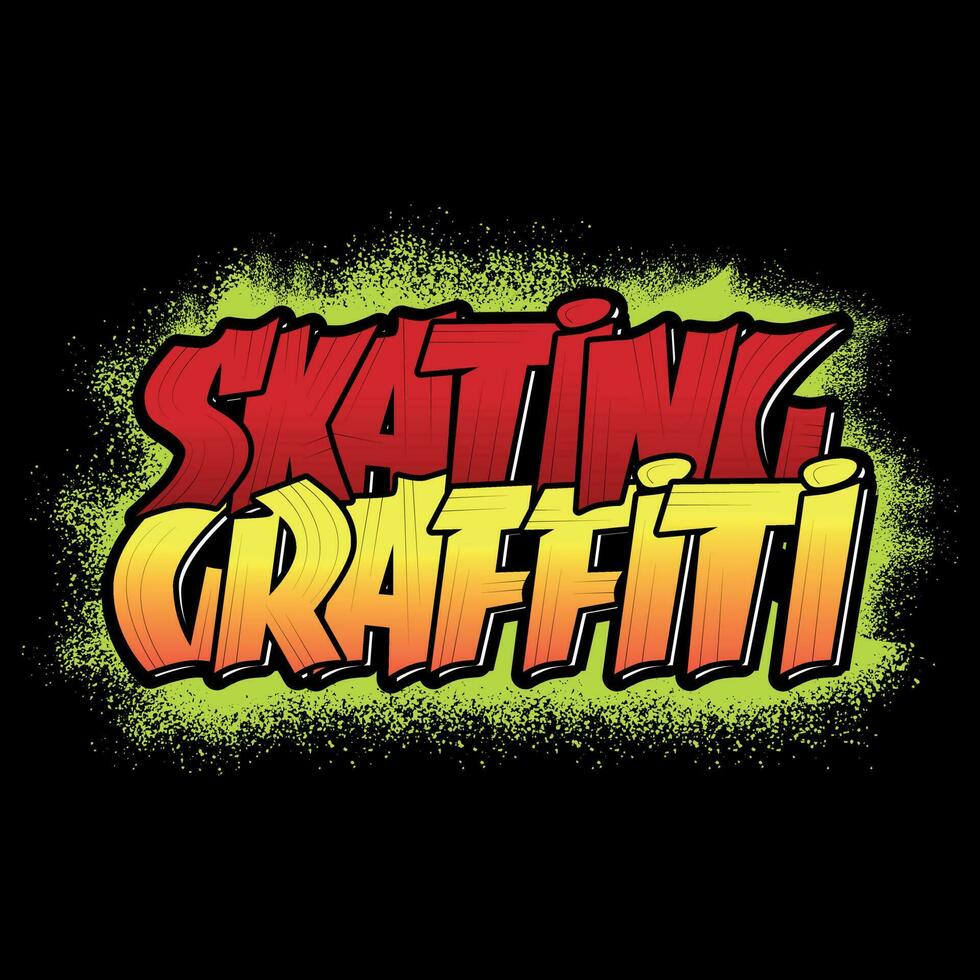 Skating graffiti wall and skateboard vector design for t shirt