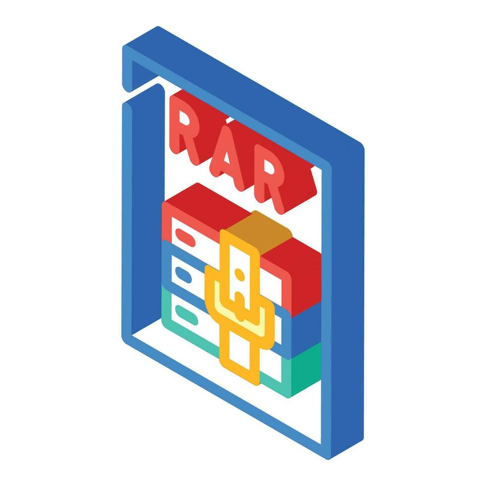 rar file format document isometric icon vector illustration