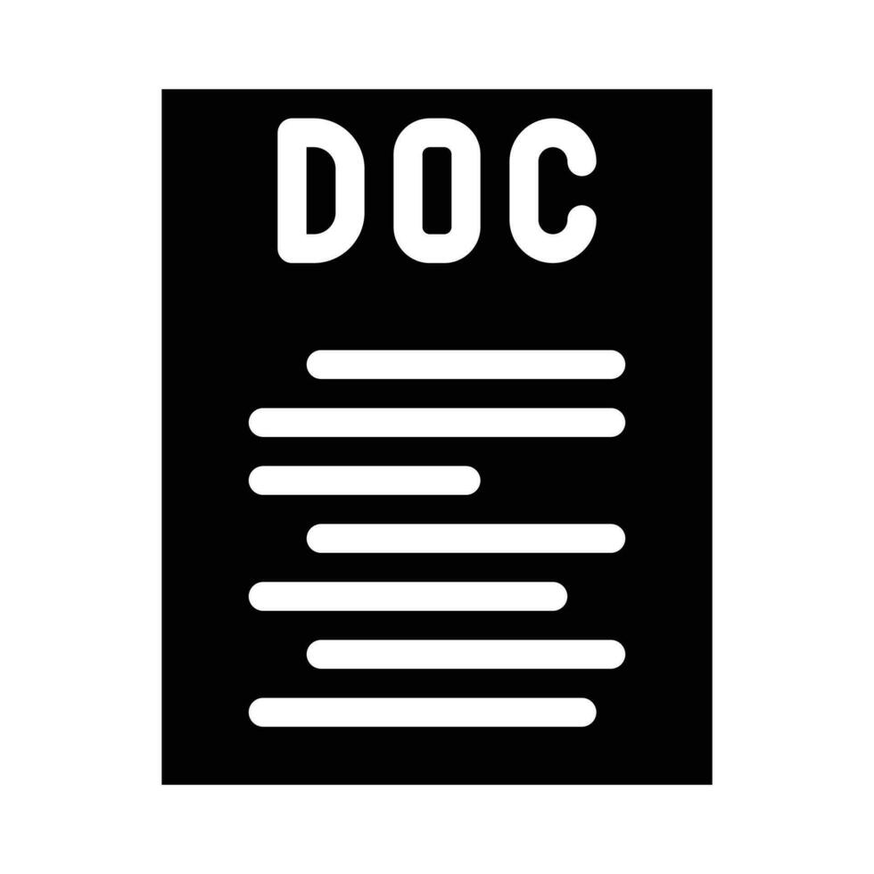 doc file format document glyph icon vector illustration