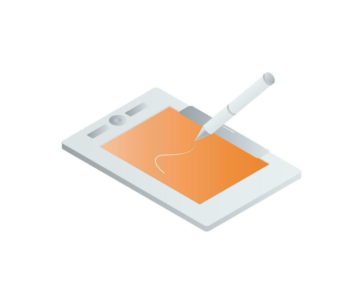 isométrica estilo icono de bolígrafo monitor aislado en blanco antecedentes vector