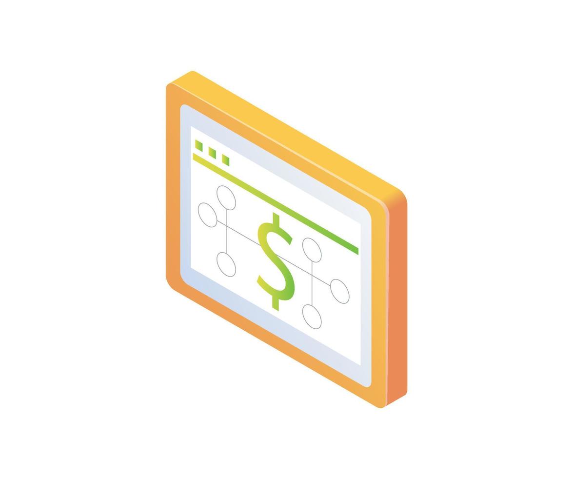 Isometric style icon of finance admin application isolated on white background vector