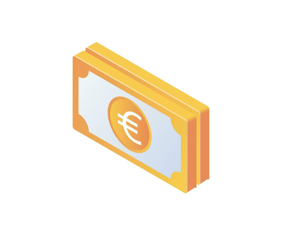Isometric style icon of euro cash isolated on white background vector