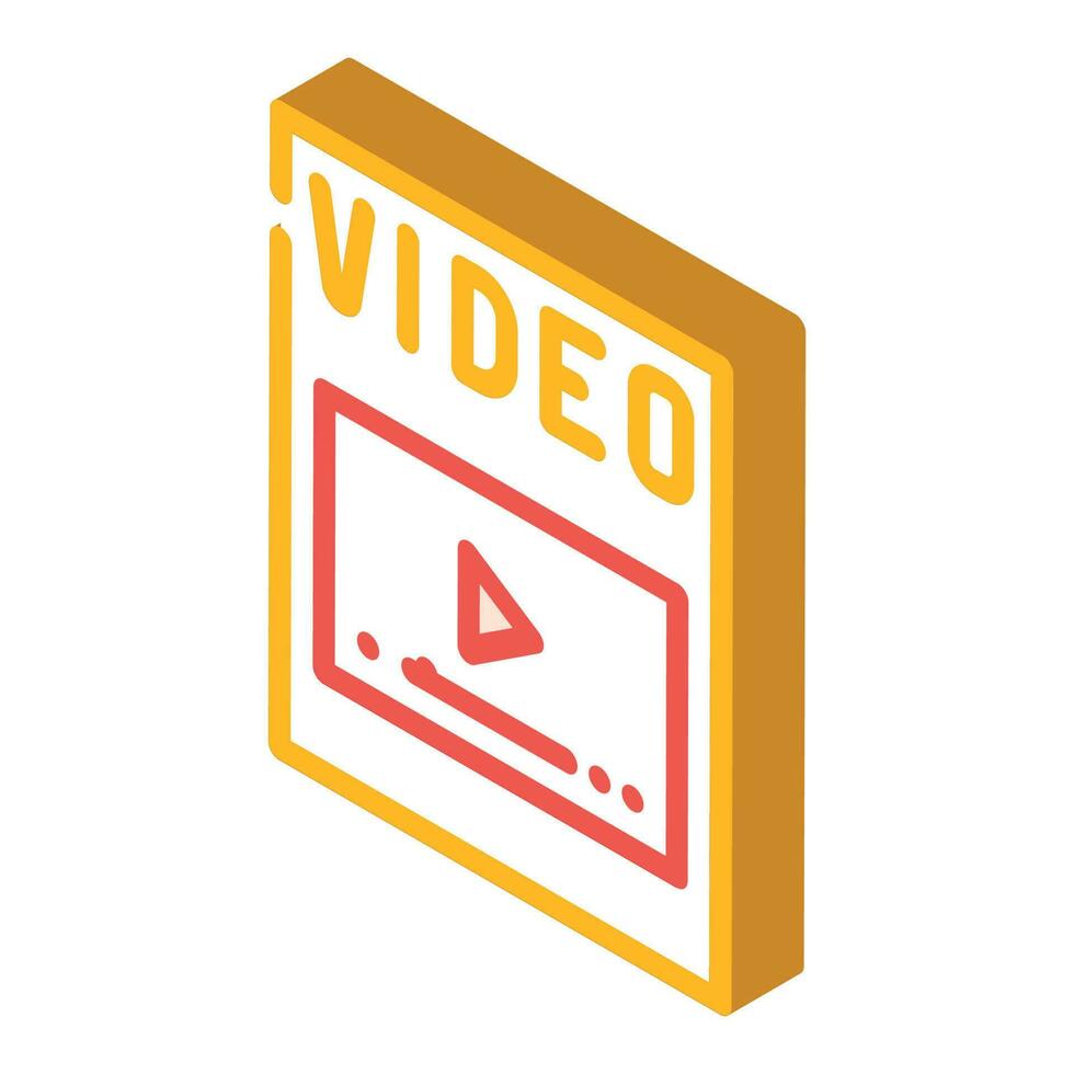 vídeo archivo formato documento isométrica icono vector ilustración