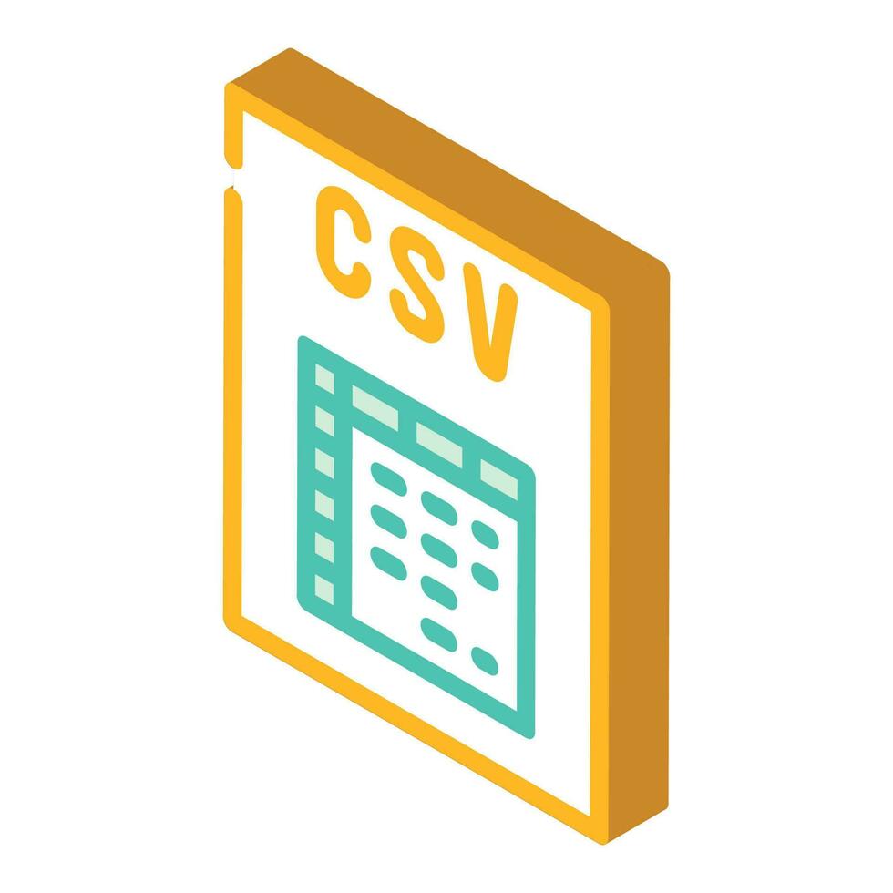 csv archivo formato documento isométrica icono vector ilustración
