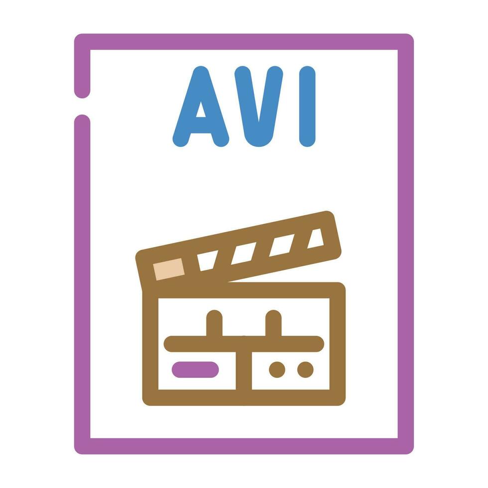 avi file format document color icon vector illustration