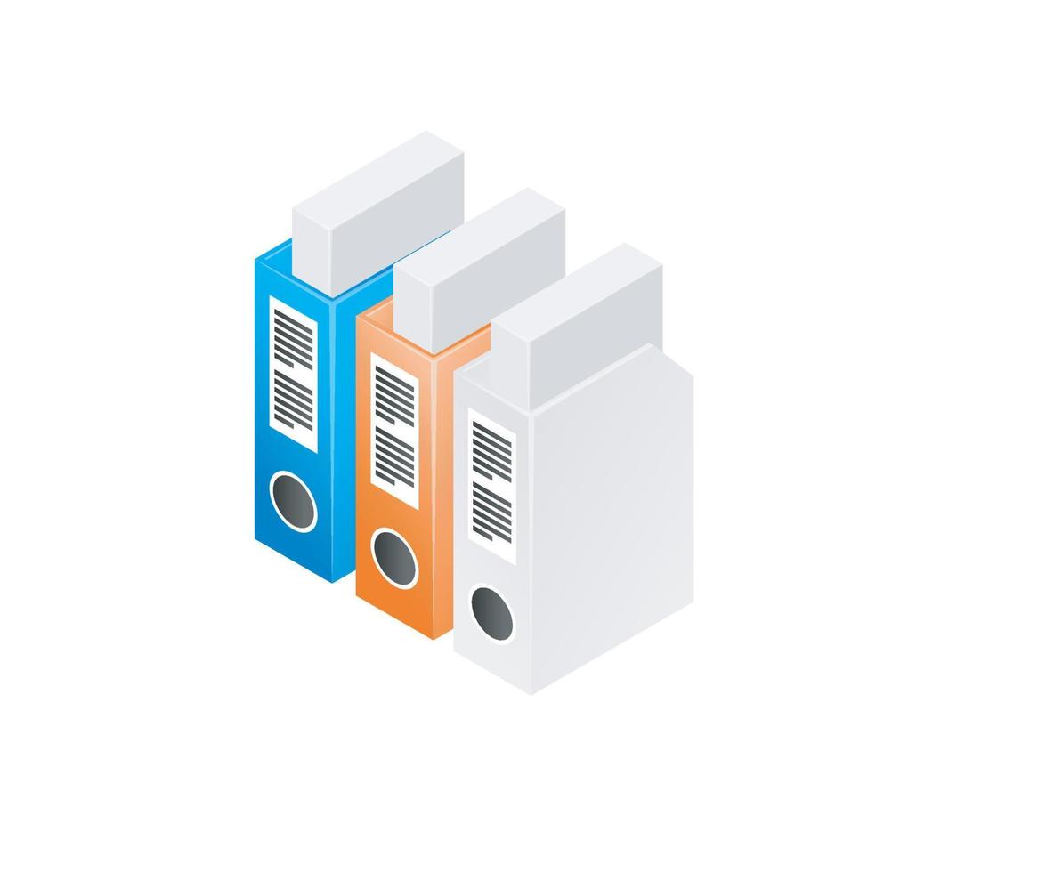 Isometric style icon of office documents files isolated on white background vector