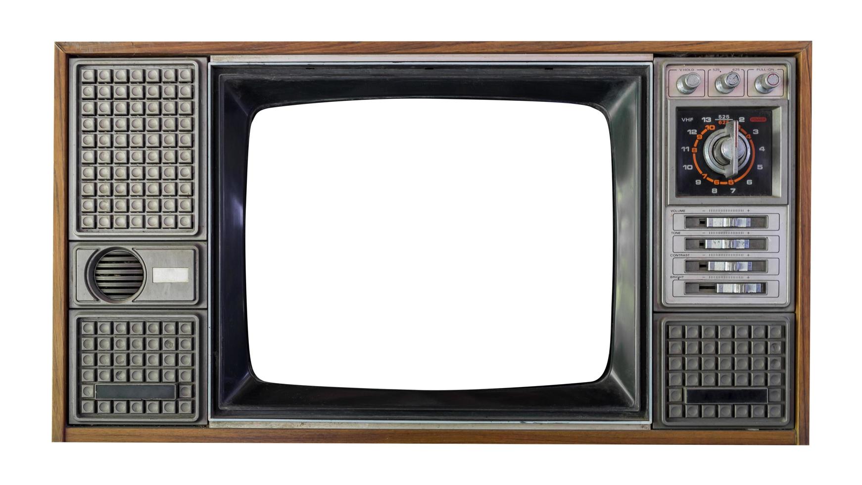 Retro old television isolated on white background photo