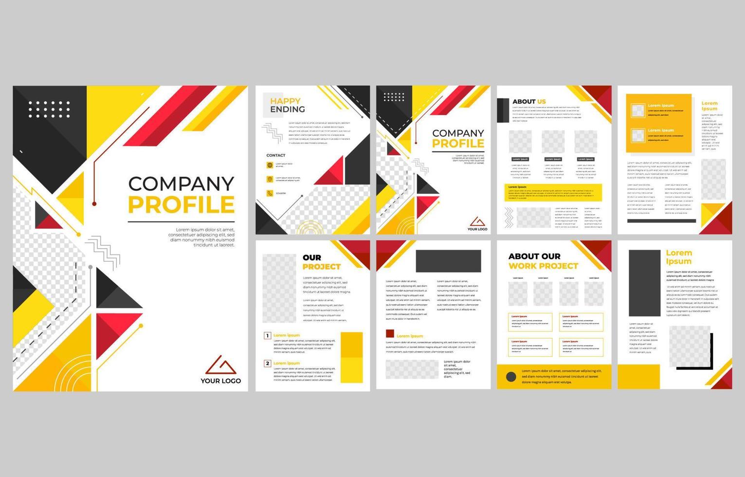 Creative Red Yellow Company Profile vector