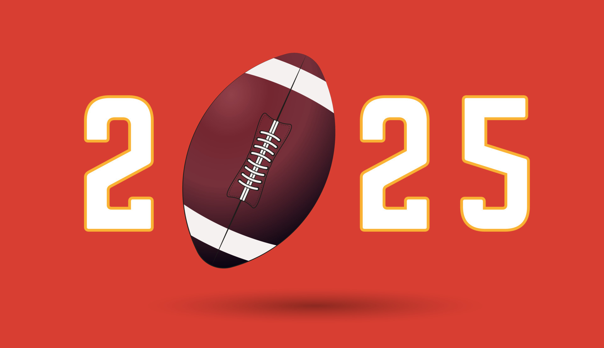 2025 Of Ameracan Football Match A Football Ball On Year Letters For 2025 Of Ameracan Football Match A Football Ball On Year Letters For Sports Concepts Banner Poster Illustration Vector