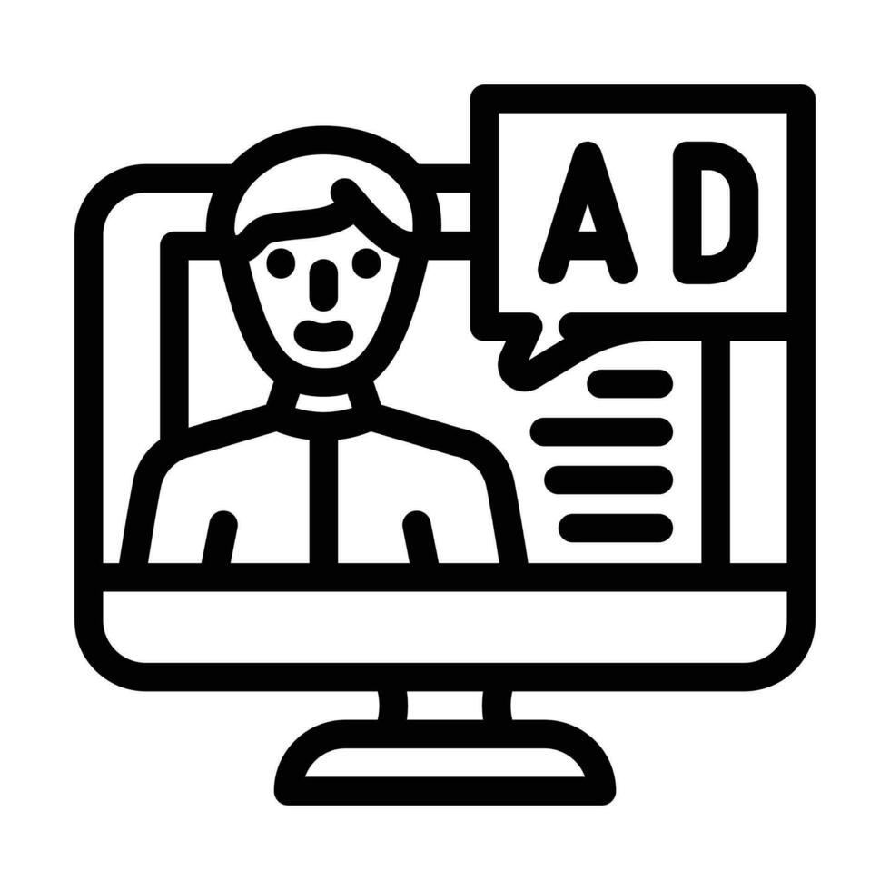 nativo publicidad línea icono vector ilustración
