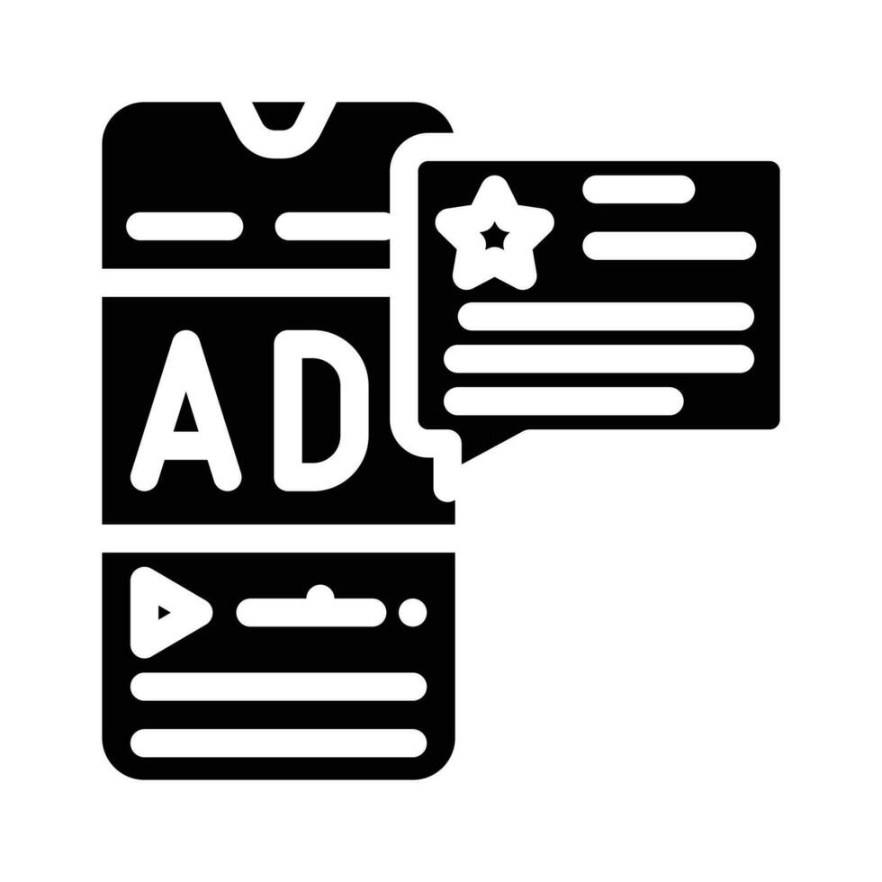 review advertising glyph icon vector illustration