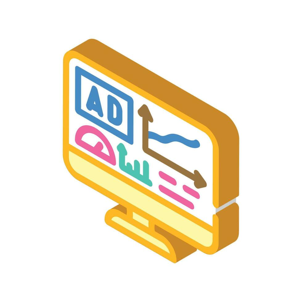 research advertising isometric icon vector illustration