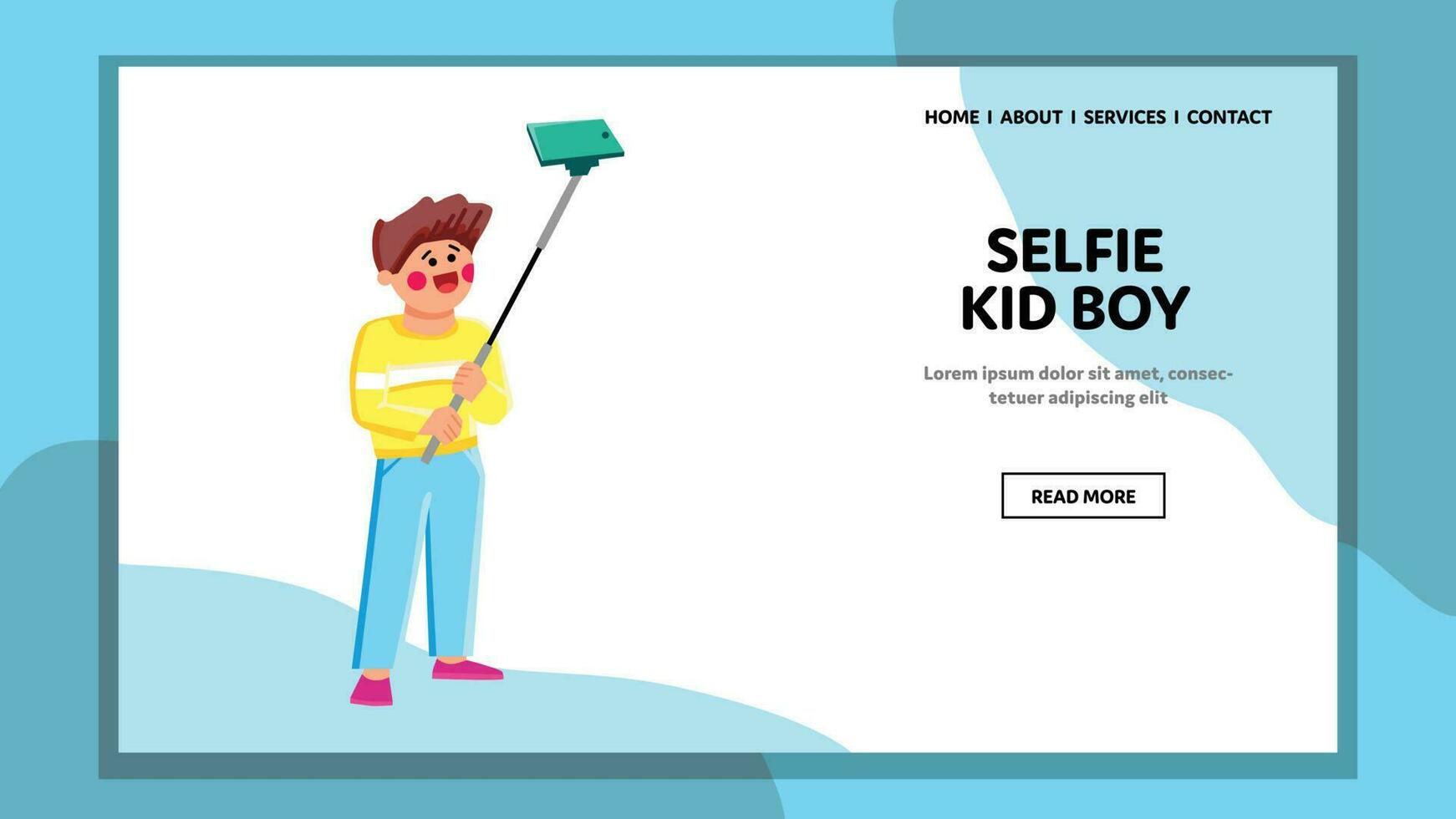 selfie kid boy vector