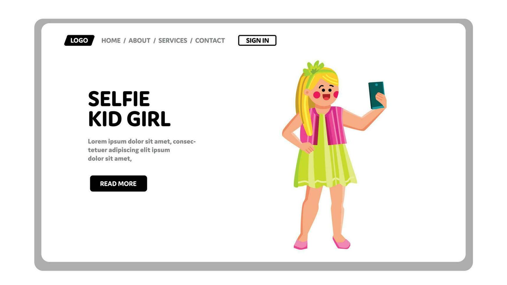 selfie kid girl vector