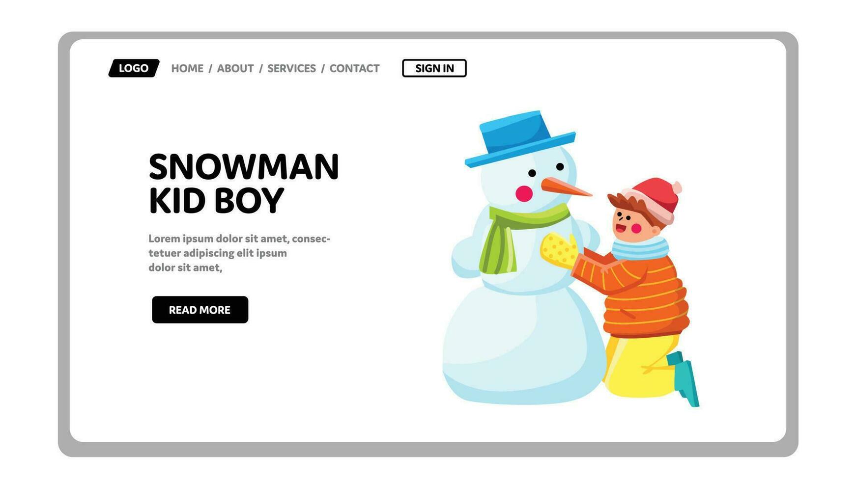 snowman kid boy vector