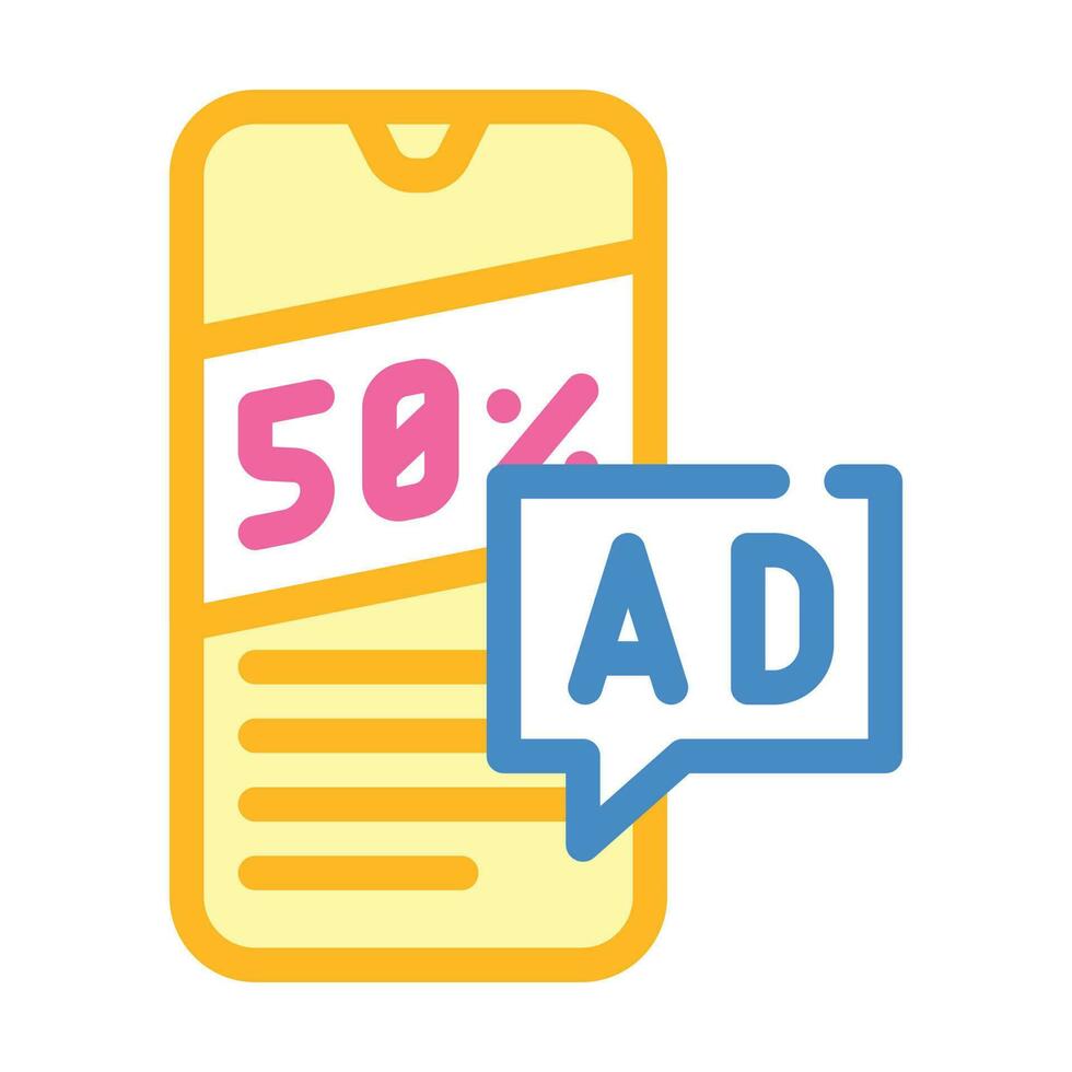 mobile advertising color icon vector illustration