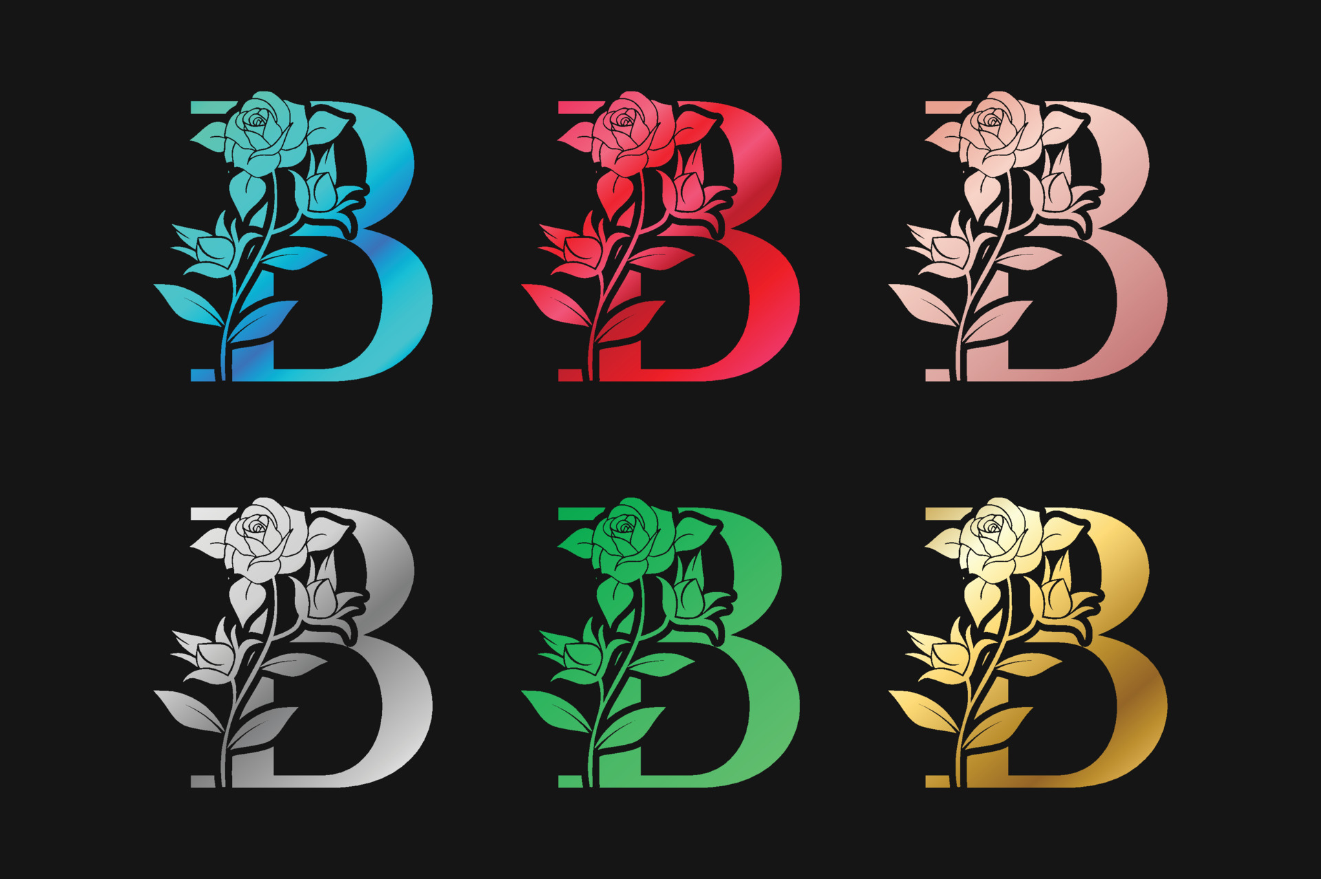 Alphabet Letter B With Flowers And Leaves Vector 20671998 Vector Art at