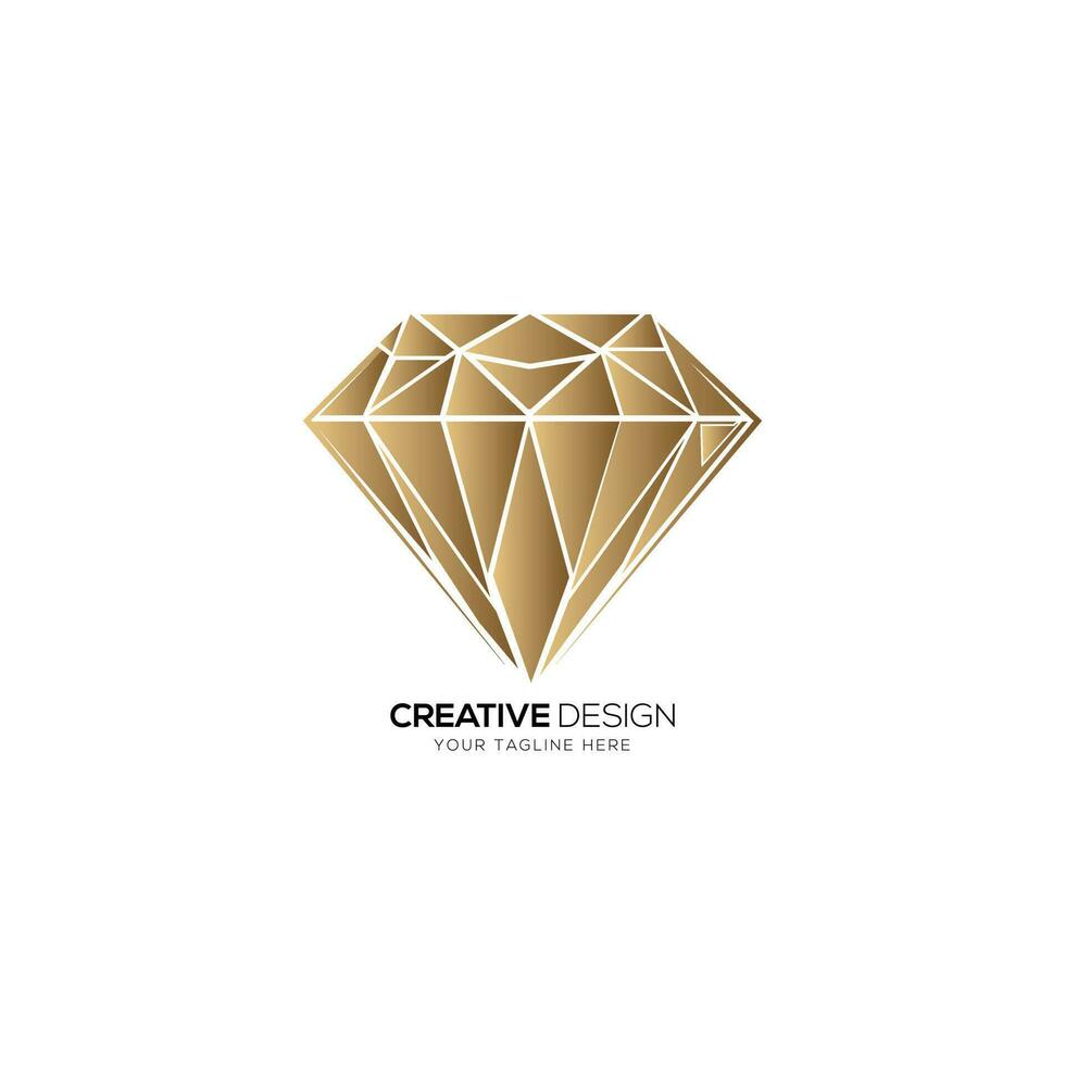 Modern diamond gold jewelry abstract logo vector
