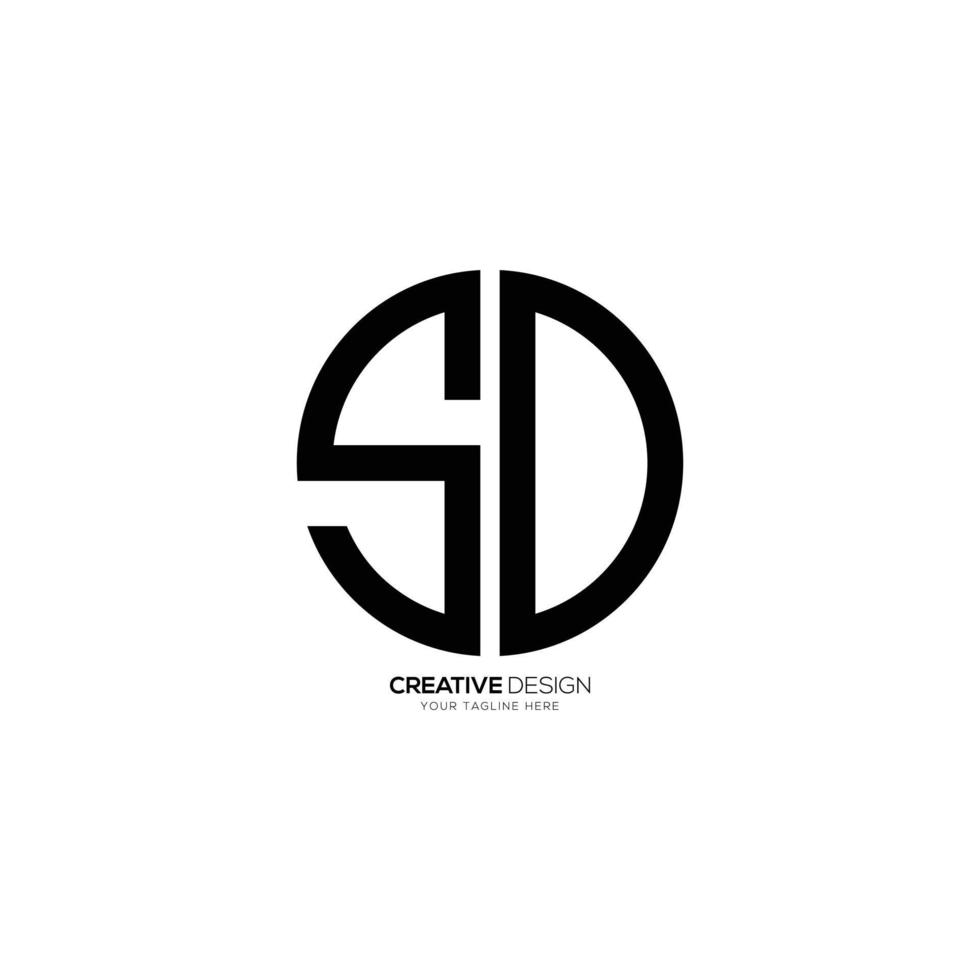 Letter S D rounded shape minimal logo vector