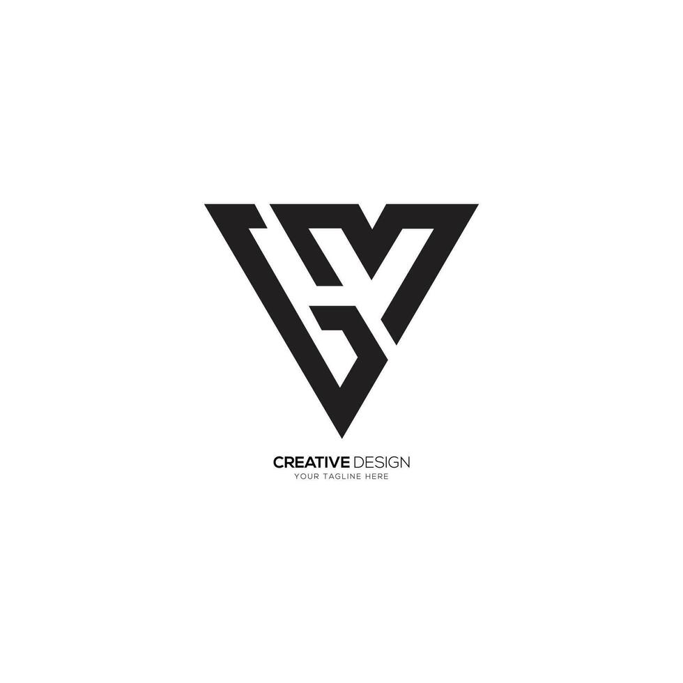 Letter G M triangle shape monogram logo vector