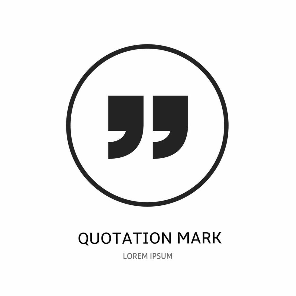 Qoutation mark icon illustration sign for logo. Stock vector. vector