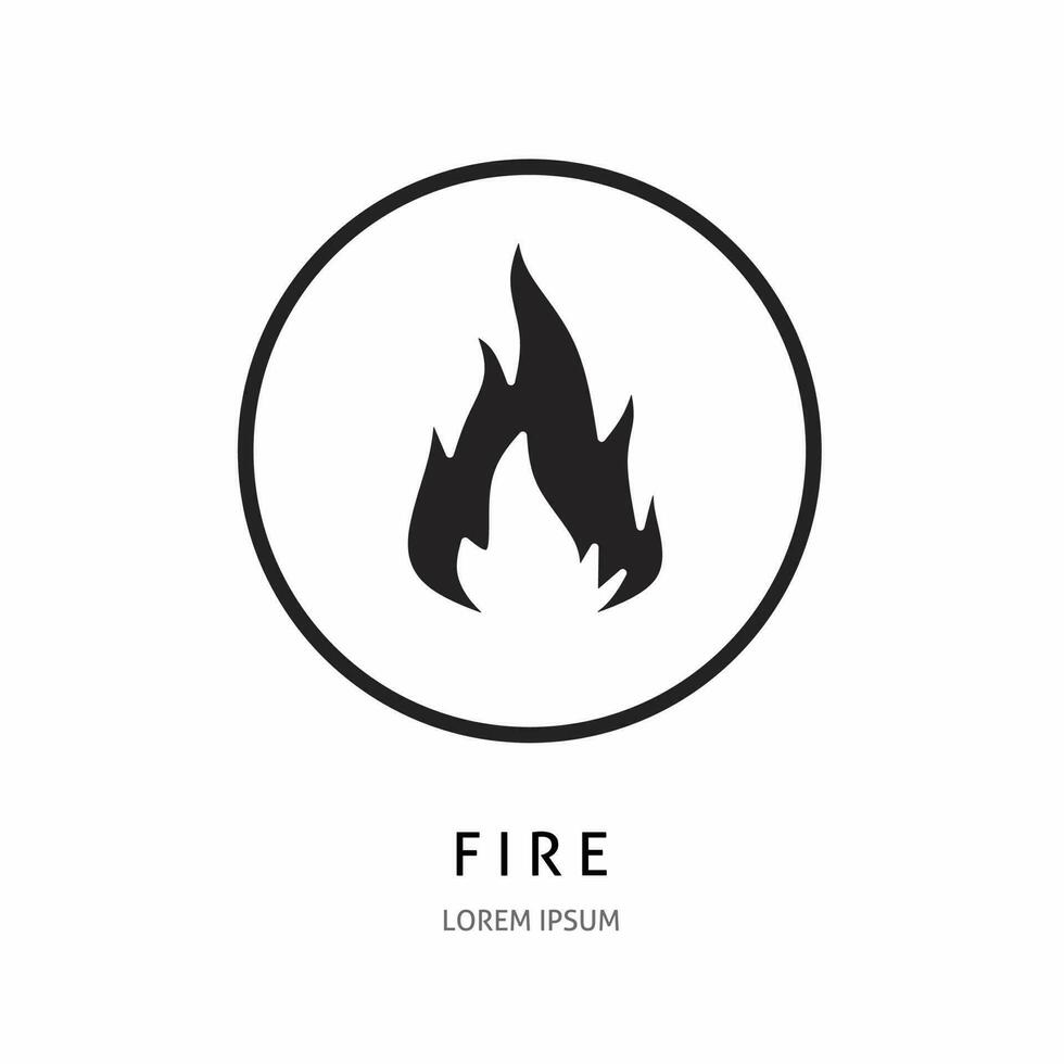 Fire icon illustration sign for logo. Stock vector. vector