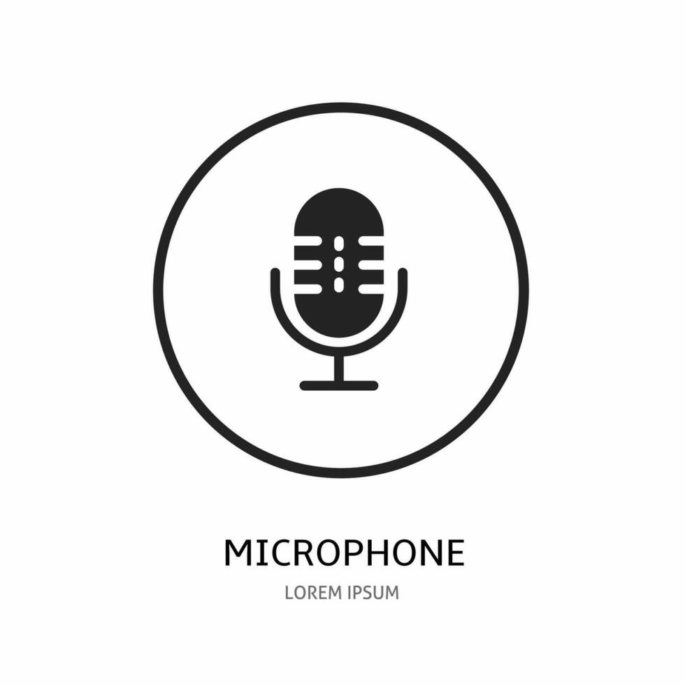 Microphone illustration sign for logo. Stock vector. vector